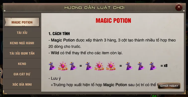 Minigame Magic Potion Tại B52 Club Bí Mật Những Lọ Thuốc Ma Thuật