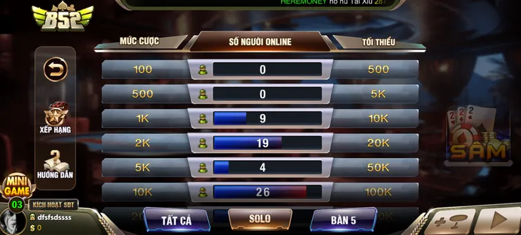 Trải Nghiệm Sâm Lốc Kịch Tính Với Tỉ Lệ Thưởng Lớn Tại B52 Club