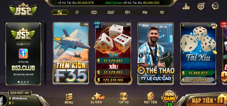 Kho game đa dạng thể loại  - giao diện hiện đại thu hút người chơi.